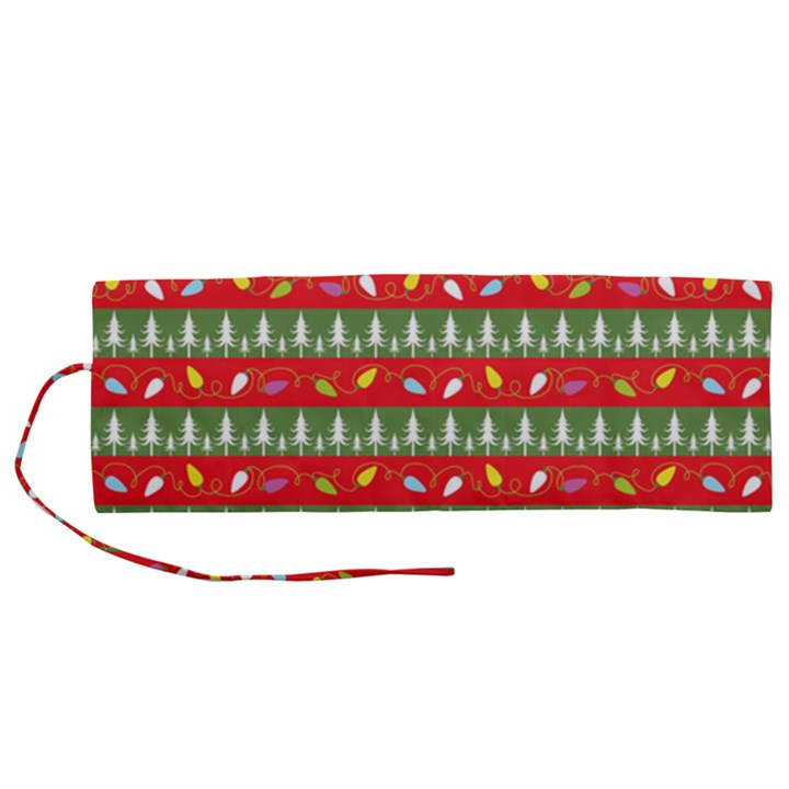 Christmas Papers Red And Green Roll Up Canvas Pencil Holder (M)