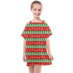 Christmas Papers Red And Green Kids  One Piece Chiffon Dress by Ndabl3x