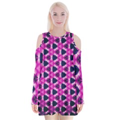 Digital Art Artwork Abstract Velvet Long Sleeve Shoulder Cutout Dress