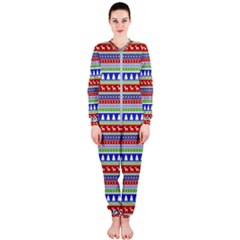 Christmas Color Stripes Pattern Onepiece Jumpsuit (ladies) by Ndabl3x