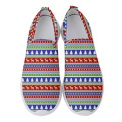 Christmas Color Stripes Pattern Women s Slip On Sneakers by Ndabl3x