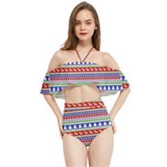 Christmas Color Stripes Pattern Halter Flowy Bikini Set  by Ndabl3x