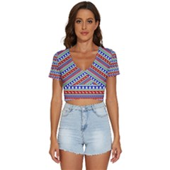 Christmas Color Stripes Pattern V-neck Crop Top by Ndabl3x