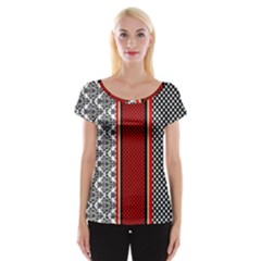 Background Damask Red Black Cap Sleeve Top by Ndabl3x