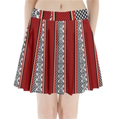 Background Damask Red Black Pleated Mini Skirt by Ndabl3x