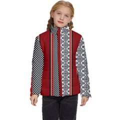 Background Damask Red Black Kids  Puffer Bubble Jacket Coat by Ndabl3x