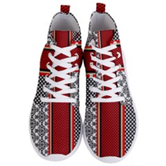 Background Damask Red Black Men s Lightweight High Top Sneakers by Ndabl3x