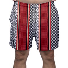 Background Damask Red Black Men s Shorts