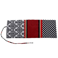 Background Damask Red Black Roll Up Canvas Pencil Holder (s) by Ndabl3x