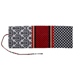 Background Damask Red Black Roll Up Canvas Pencil Holder (m) by Ndabl3x