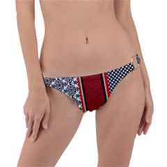 Background Damask Red Black Ring Detail Bikini Bottoms by Ndabl3x