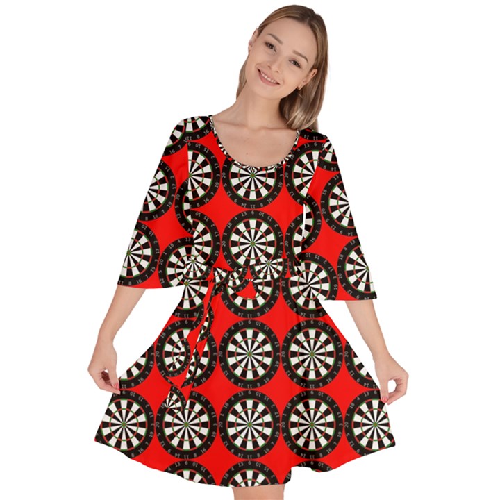 Dart Board Target Game Velour Kimono Dress