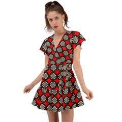 Dart Board Target Game Flutter Sleeve Wrap Dress by Ndabl3x