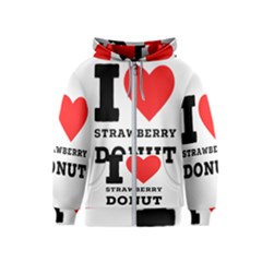 I Love Strawberry Donut Kids  Zipper Hoodie by ilovewhateva