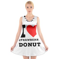 I Love Strawberry Donut V-neck Sleeveless Dress by ilovewhateva