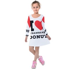 I Love Strawberry Donut Kids  Long Sleeve Velvet Dress by ilovewhateva