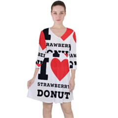 I Love Strawberry Donut Quarter Sleeve Ruffle Waist Dress by ilovewhateva