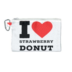 I Love Strawberry Donut Canvas Cosmetic Bag (medium) by ilovewhateva