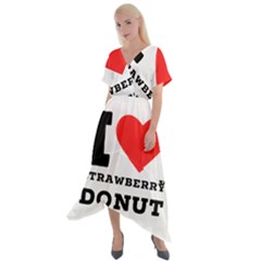 I Love Strawberry Donut Cross Front Sharkbite Hem Maxi Dress by ilovewhateva