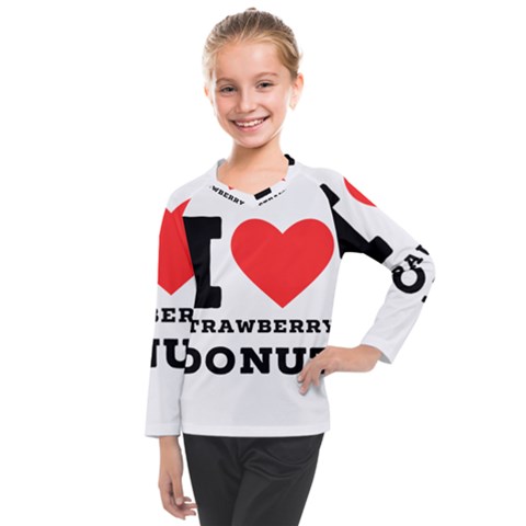 I Love Strawberry Donut Kids  Long Mesh Tee by ilovewhateva