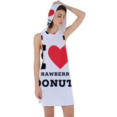 I Love Strawberry Donut Racer Back Hoodie Dress by ilovewhateva