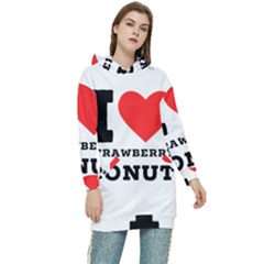 I Love Strawberry Donut Women s Long Oversized Pullover Hoodie by ilovewhateva