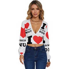 I Love Strawberry Donut Long Sleeve Deep-v Velour Top by ilovewhateva