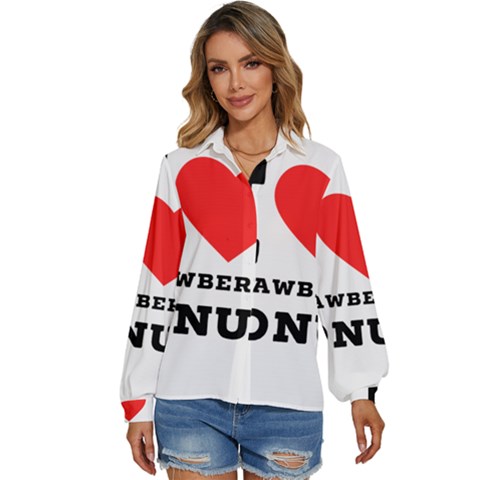 I Love Strawberry Donut Women s Long Sleeve Button Up Shirt by ilovewhateva