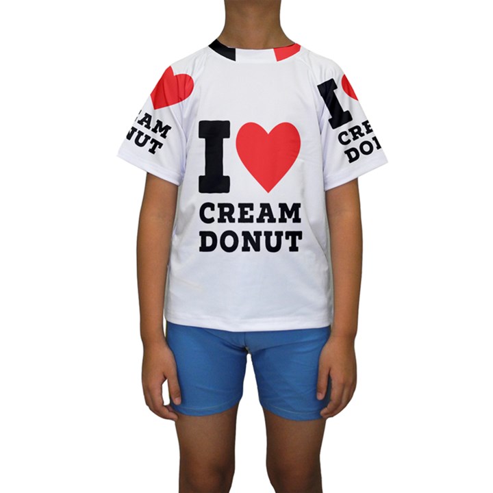 I love cream donut  Kids  Short Sleeve Swimwear