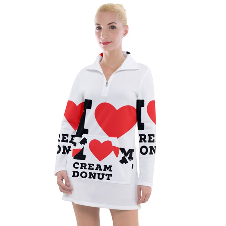 I love cream donut  Women s Long Sleeve Casual Dress