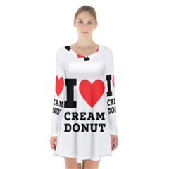 I Love Cream Donut  Long Sleeve Velvet V-neck Dress by ilovewhateva