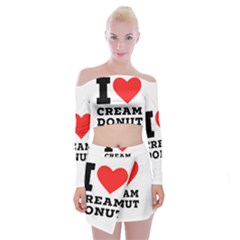 I Love Cream Donut  Off Shoulder Top With Mini Skirt Set by ilovewhateva