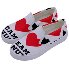 I Love Cream Donut  Kids  Canvas Slip Ons by ilovewhateva