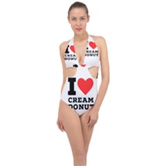 I Love Cream Donut  Halter Front Plunge Swimsuit by ilovewhateva