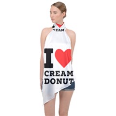 I Love Cream Donut  Halter Asymmetric Satin Top by ilovewhateva