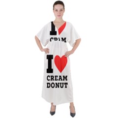 I Love Cream Donut  V-neck Boho Style Maxi Dress by ilovewhateva