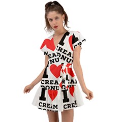 I Love Cream Donut  Flutter Sleeve Wrap Dress by ilovewhateva