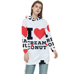 I Love Cream Donut  Women s Long Oversized Pullover Hoodie by ilovewhateva