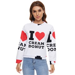 I Love Cream Donut  Women s Long Sleeve Raglan Tee