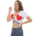 I love cream donut  Twist Front Crop Top View2