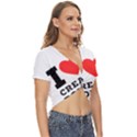 I love cream donut  Twist Front Crop Top View3