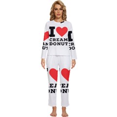 I Love Cream Donut  Womens  Long Sleeve Lightweight Pajamas Set by ilovewhateva