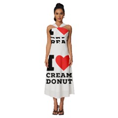 I Love Cream Donut  Sleeveless Cross Front Cocktail Midi Chiffon Dress by ilovewhateva