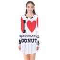 I love chocolate donut Long Sleeve V-neck Flare Dress View1