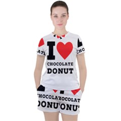 I Love Chocolate Donut Women s Tee And Shorts Set