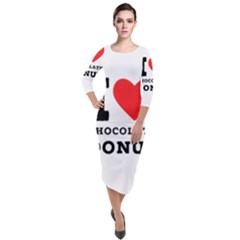 I Love Chocolate Donut Quarter Sleeve Midi Velour Bodycon Dress by ilovewhateva