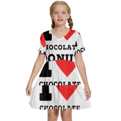 I Love Chocolate Donut Kids  Short Sleeve Tiered Mini Dress by ilovewhateva