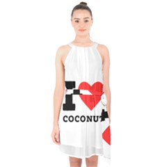 I Love Coconut Halter Collar Waist Tie Chiffon Dress by ilovewhateva