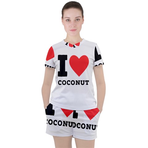 I Love Coconut Women s Tee And Shorts Set by ilovewhateva