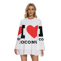 I Love Coconut Round Neck Long Sleeve Bohemian Style Chiffon Mini Dress by ilovewhateva